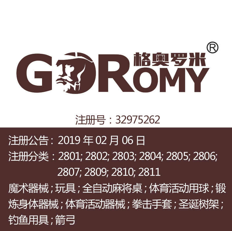 28类《格奥罗米 GOROMY》体育器械玩具钓鱼用具广州品牌商标出售