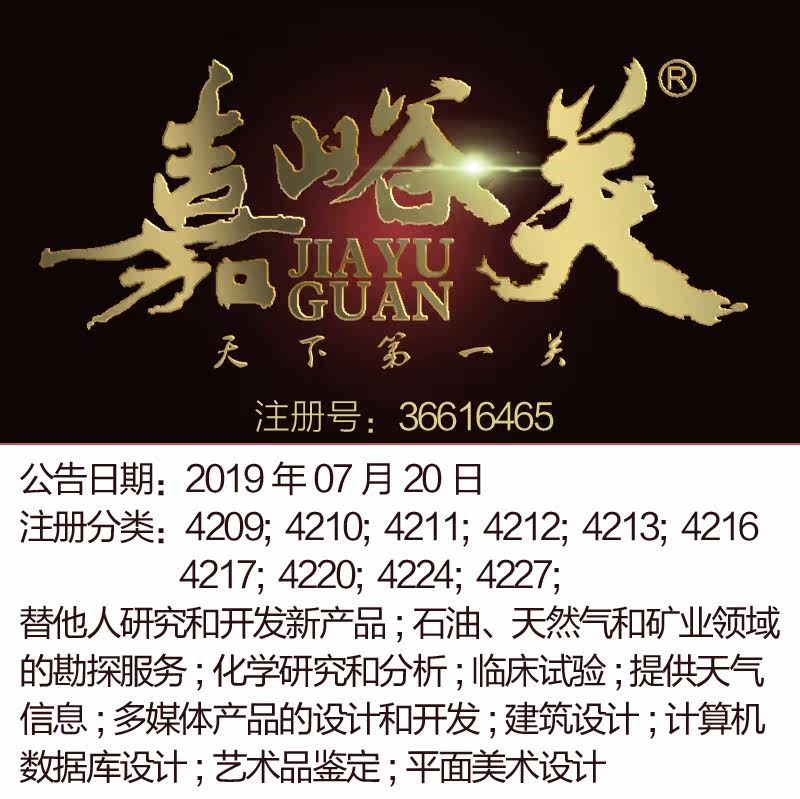 42类《嘉峪关》室内设计研究技术研究计算机开发设计品牌商标出售