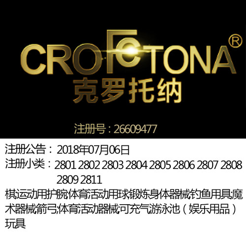 28类《克罗托纳》运动体育器具室内户外玩具钓鱼用具品牌商标出售