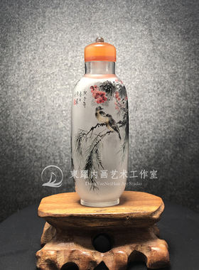 松鹤图新款东躍作品衡水内画壶纯手工订制写字有证书装鼻烟粉