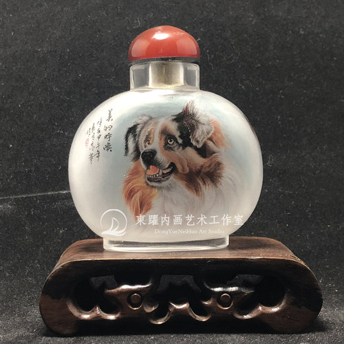 美的呼唤牧羊犬高华作品精品冀派内画鼻烟壶水晶工艺品收藏品