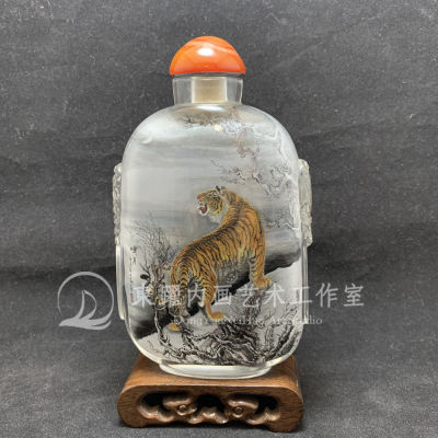 啸新款月老虎高华作品衡水内画壶纯手工订制写字装鼻烟粉提神