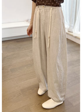 米娜家 欧洲站 松紧高腰抽绳款直筒阔腿时尚休闲裤女 E616 521