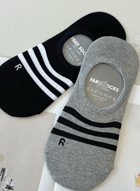 米娜家 韩国 25条纹纯色字母棉质时尚透气男女同款船袜 SP515 305