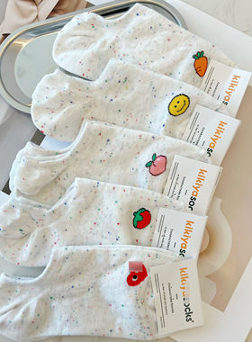 米娜家 韩国 彩色点花纹水果图案浅口硅胶防滑船袜短袜 SP528 104