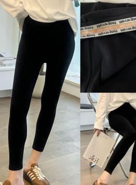 米娜家 欧洲站  冬季厚款2025字母松紧腰弹力8分打底裤 SP441 517