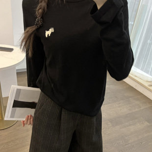 欧洲站 E543 时尚 女 218 含羊毛圆领刺绣小马打底针织衫 米娜家