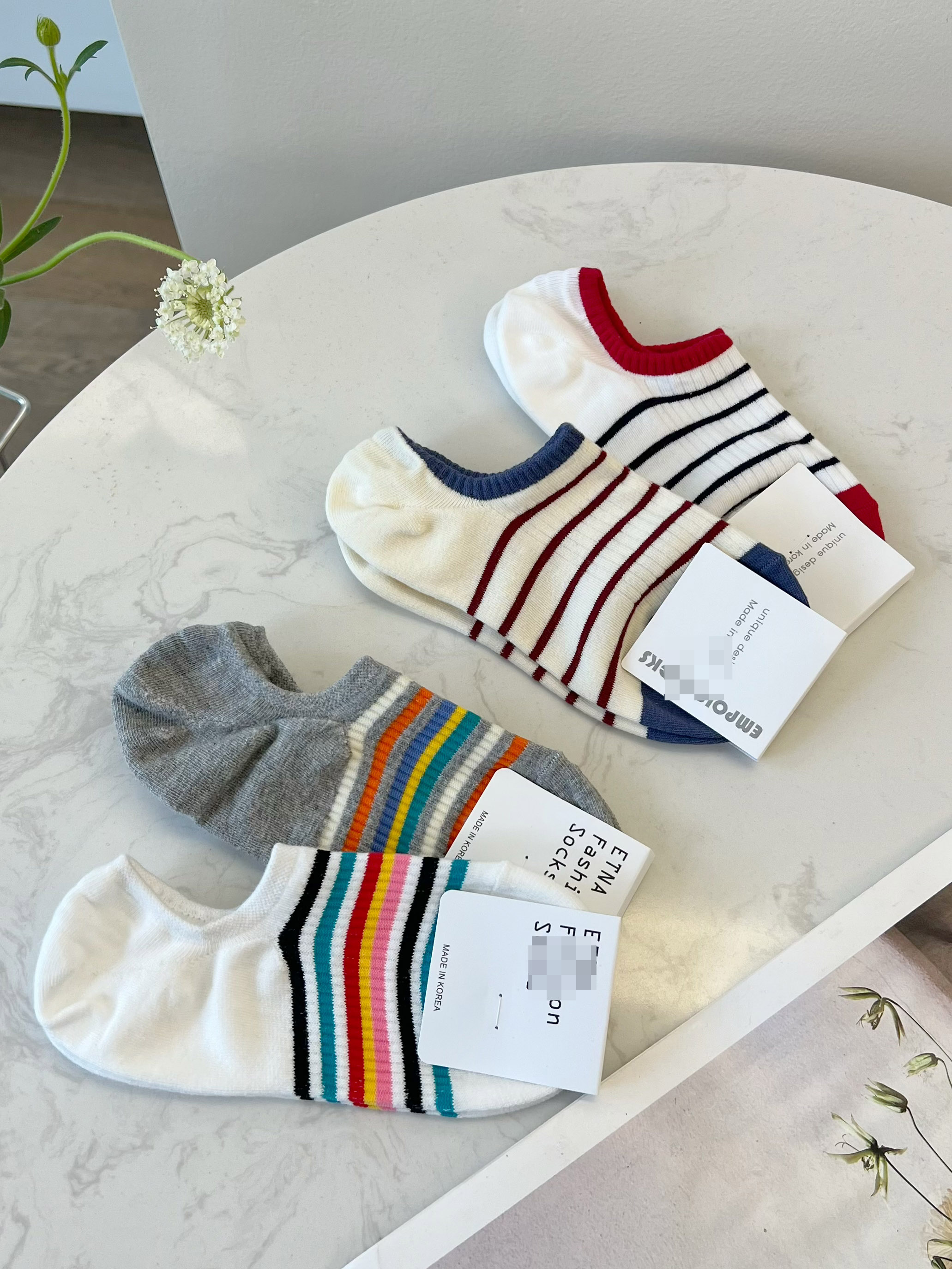 条纹船袜女硅胶防滑不掉跟短袜