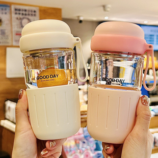 水杯2025新款女士高颜值玻璃杯耐高温茶水分离泡茶杯子便携外带