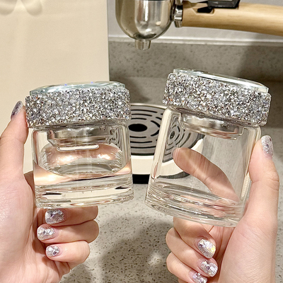 便携小巧迷你玻璃水杯带钻高档
