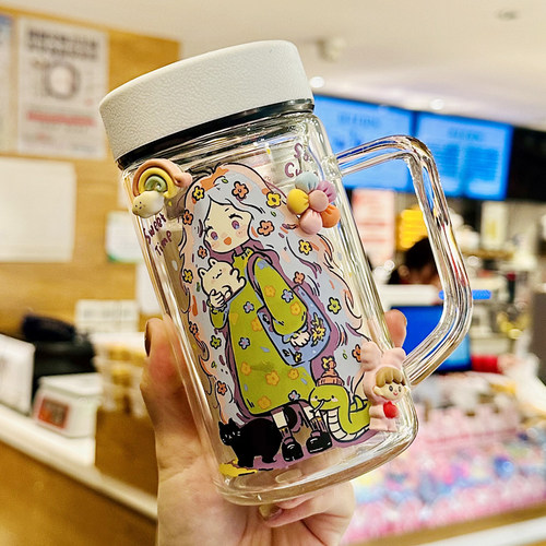 女士双层玻璃杯隔热防烫泡茶杯