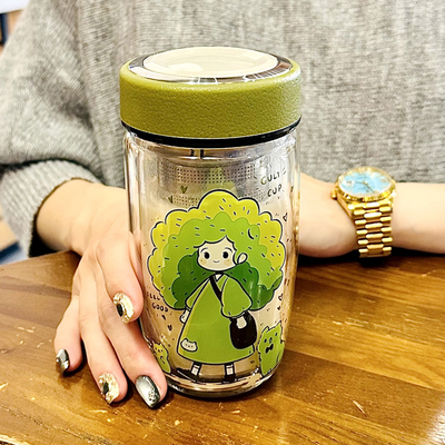 双层高硼硅玻璃杯茶水分离泡茶杯