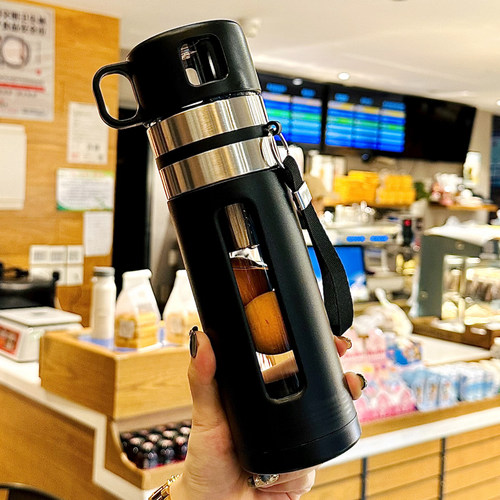 双层高硼硅玻璃茶水分离泡茶杯