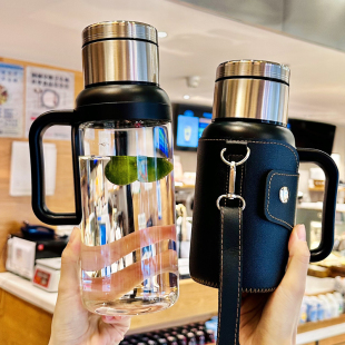 男士 家用水杯2025新款 高硼硅玻璃杯带把手耐高温茶水分离泡茶杯子
