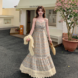 针织开衫吊带碎花连衣裙女夏2025新款洋气温柔风巨好看，女装连衣裙，2C153