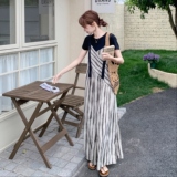 夏装新款条纹阔腿裤套装+T恤813-P145K208，女装连衣裙，2C153