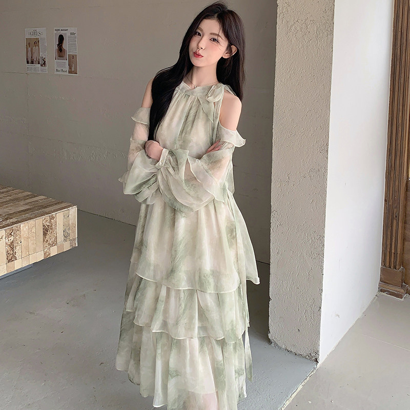 新款连衣裙露肩绝美仙女裙2C153-3392-P150K228,女装连衣裙,2C153