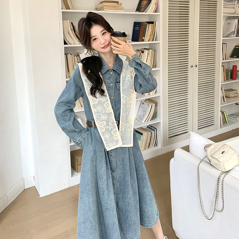 春装有大货牛仔连衣裙+腰带+披肩2C153-3377-P175K258,女装连衣裙,2C153