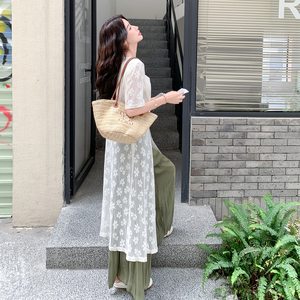 夏装新款 设计感蕾丝拼接阔腿裤两件套2C153-832-P165K248图片