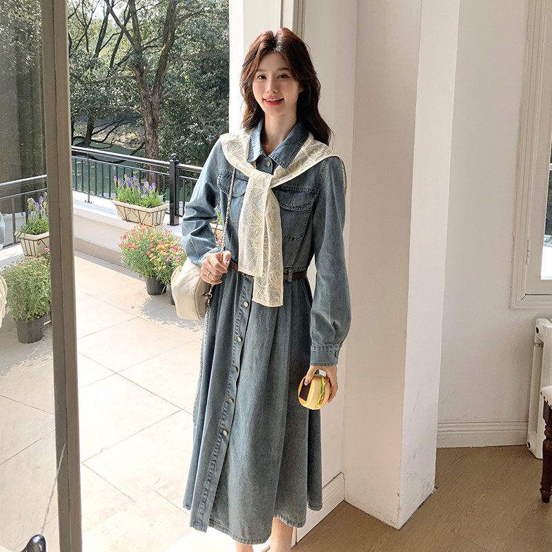 春装有大货牛仔连衣裙+腰带+披肩2C153-3377-P175K258,女装连衣裙,2C153