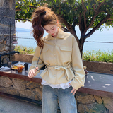 新款皮衣配腰带短外套2C153-3388-P165K238，女装皮衣，2C153
