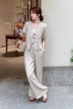 韩系超火薄款短袖西装套装女夏日高级感两件套ootd流行爆款洋气，女装套装/套裙，2C153