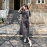 高级感韩系气质连衣裙女2025夏季新款今年流行漂亮收腰显瘦a字裙，女装连衣裙，2C153