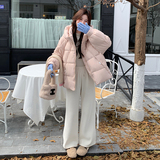 韩系chic粉色连帽羽绒服女冬2025年超火好看高级小众短款加厚外套，女装棉衣/棉服，2C153