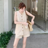 高级感小香风西装马甲套装裙女2025夏新款极简气质百褶短裙两件套，女装套装/套裙，2C153