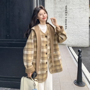 春装有大货 新款两面穿毛呢外套2C153-702-P185K278图片