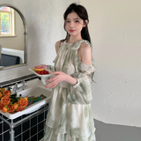 新款连衣裙露肩绝美仙女裙2C153-3392-P150K228，女装连衣裙，2C153