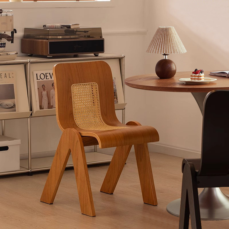 实木餐桌椅子中古家用靠背椅极简藤编椅餐厅商用洽谈椅高级办公椅