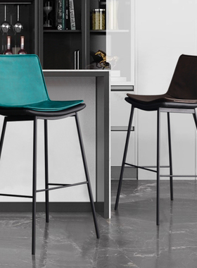 工业风轻奢吧台椅家用高脚凳现代简约酒吧椅子铁艺靠背椅前台吧凳