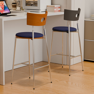 北欧吧台椅设计师靠背家用高脚凳酒吧椅咖啡厅简约吧椅铁艺靠背椅