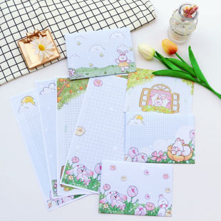 A4卡通兔信纸信封套装感谢信打印纸学生中秋节稿纸告白情书可定制