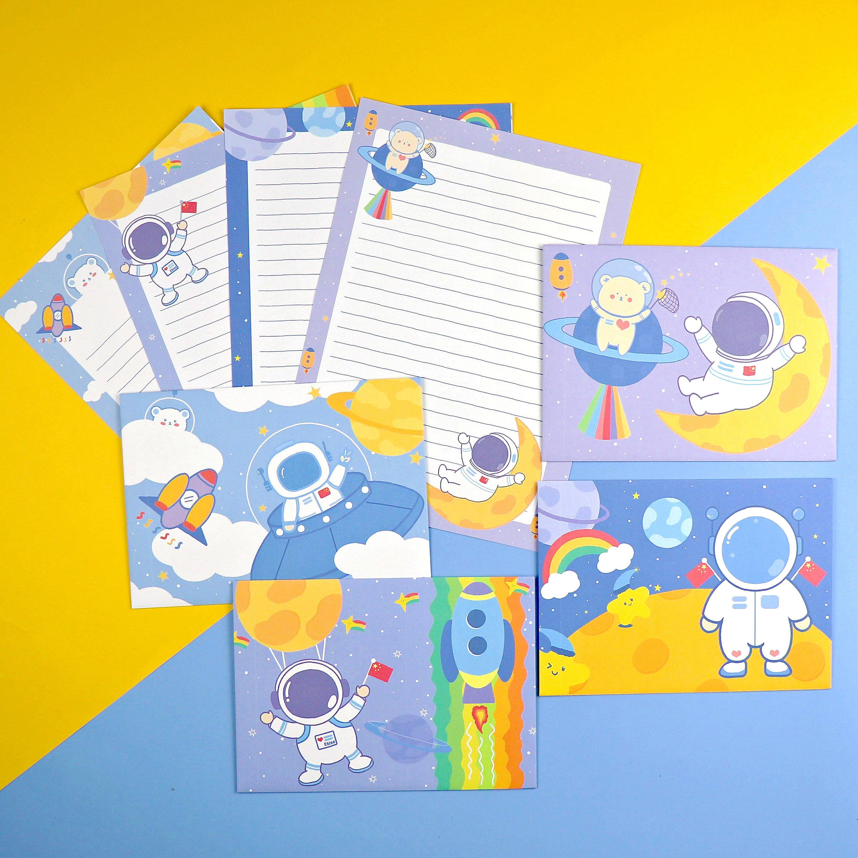 宇宙探险家信纸信封套装可爱卡通星球学生校庆活动稿纸情书可定制