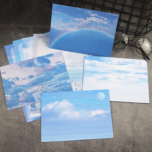 浪漫梦幻蓝色天空信纸信封套