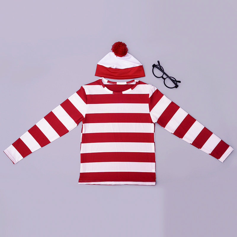 万圣节亲子装聪明的沃里wheres wally英国动漫沃利cosplay服情侣