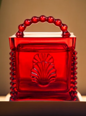 复古红色首饰水晶玻璃家用收纳盒