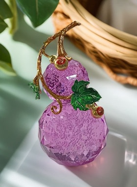 水晶葫芦装饰摆件家居桌面工艺品紫色创意装饰品