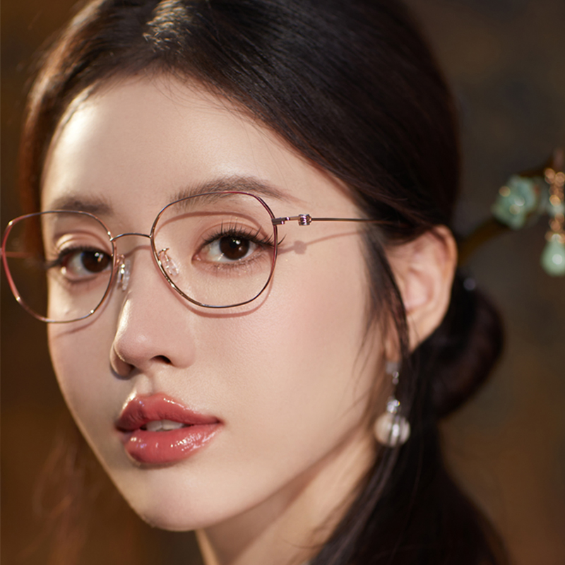 纯钛眼镜近视女可配高度数散光防蓝光大框修颜素颜镜丹阳眼睛架潮