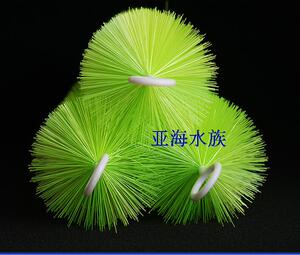 山屿毛刷过滤材料鱼池黑色绿色十字毛刷养殖污水处理刷304钢1.6芯