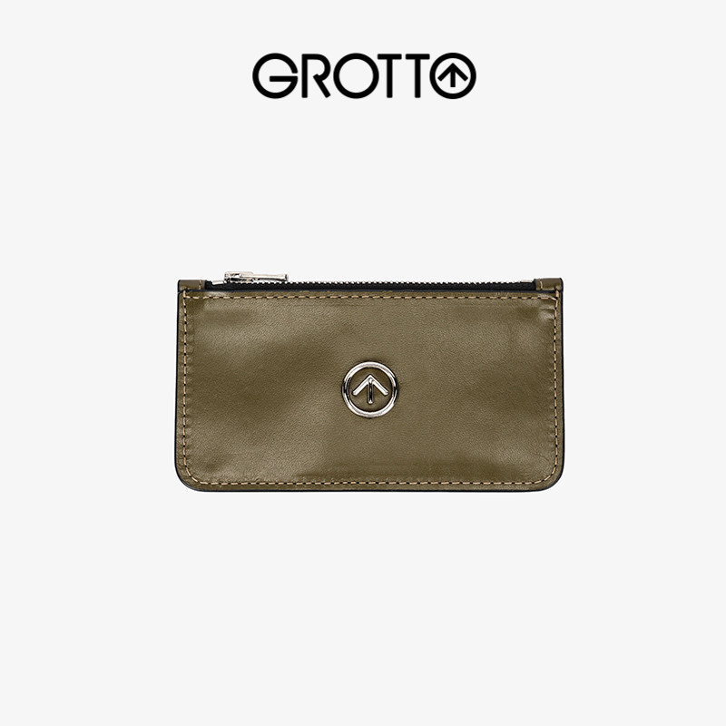 GROTTO个乐经典轻奢简约真皮多卡位拉链卡包卡夹礼物
