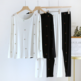 秋衣秋裤套装女莫代尔棉拨款保暖内衣修身弹力打底衫大码线衣线裤