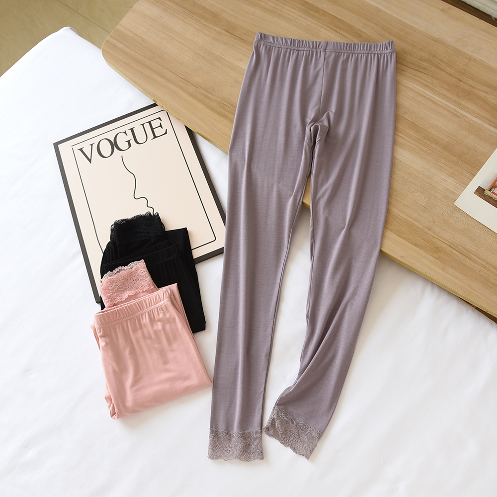 秋裤女士蕾丝花边线裤薄款打底裤