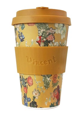 现货 欧洲旅游梵高博物馆文创咖啡杯子随身杯50周年纪念黄色400ml