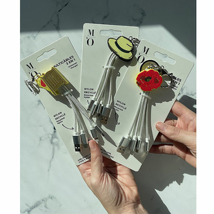 预定法国卢浮宫奥塞美术馆莫奈/梵高/雷诺阿手机艺术三合一充电线