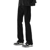 SUN美式 做旧黄泥染废土风微喇垂感阔腿直筒牛仔裤