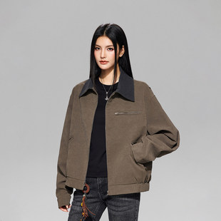 【Achock官方店】美式高街纯色拼接工装夹克潮牌重磅新款翻领外套