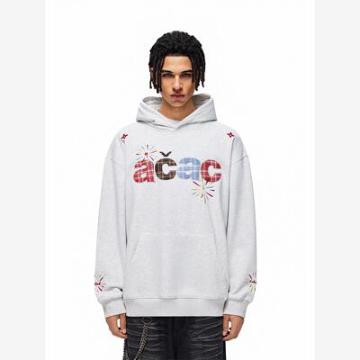 【Achock官方店】acac系列烟花格纹刺绣帽衫外套新款百搭连帽卫衣